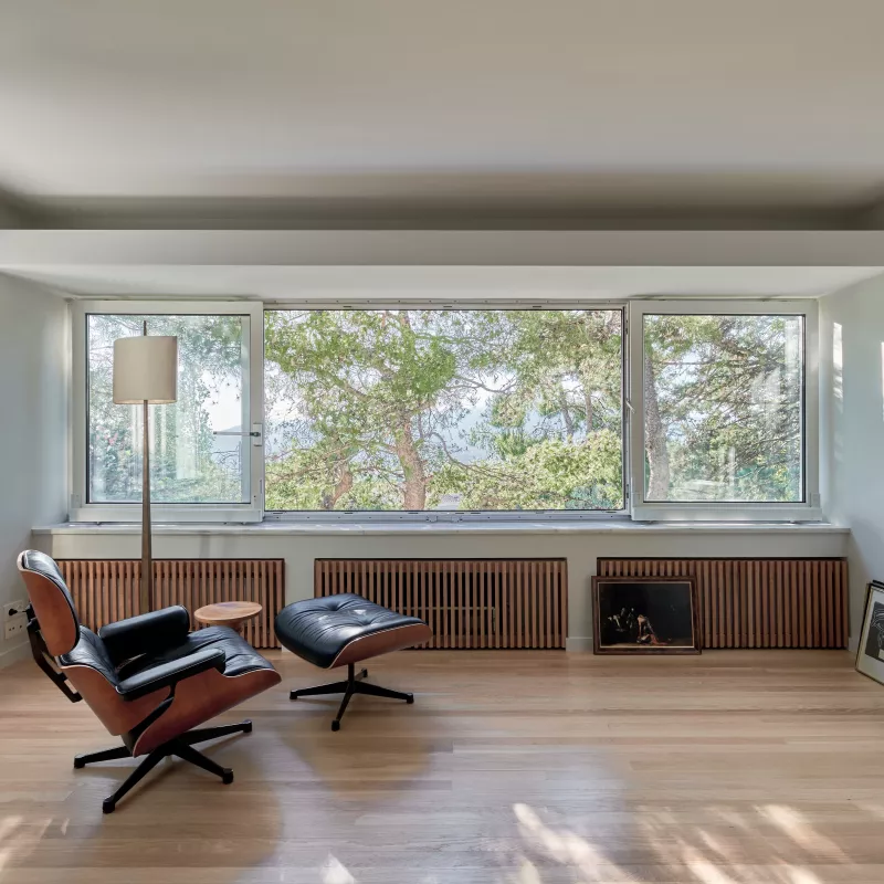 living room views with lounge chair